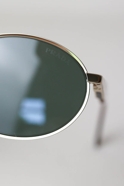 Prada Logo Oval Sunglasses Gold
