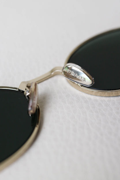 Prada Logo Oval Sunglasses Gold