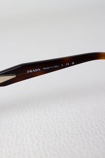 Prada Logo Oval Sunglasses Gold