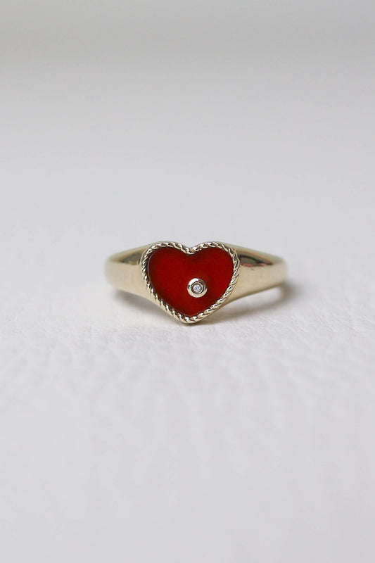 Yvonne Léon Mini Heart Coeur Ring Red