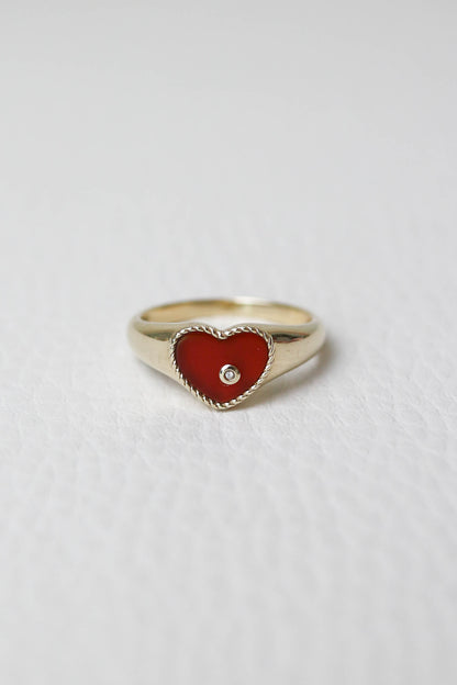 Yvonne Léon Mini Heart Coeur Ring Red