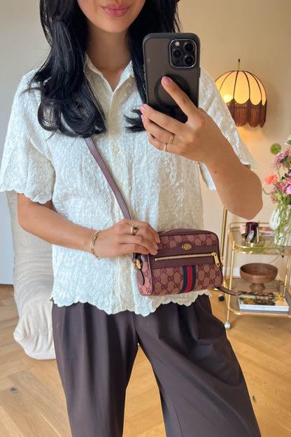 Gucci Ophidia Canvas Mini Bag Burgundy