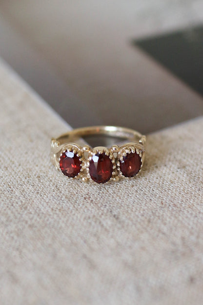 Vintage Garnet Heart Ring