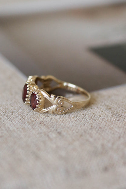 Vintage Garnet Heart Ring