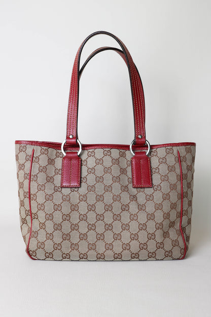 Gucci Vintage Canvas Tote Bag Red