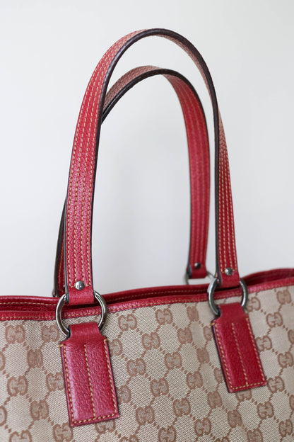 Gucci Vintage Canvas Tote Bag Red