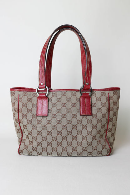Gucci Vintage Canvas Tote Bag Red