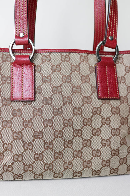 Gucci Vintage Canvas Tote Bag Red