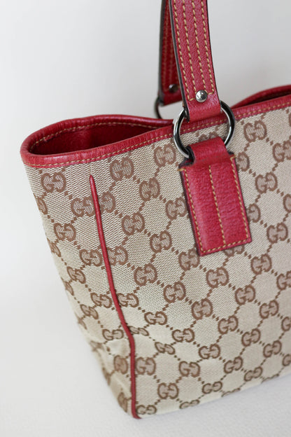 Gucci Vintage Canvas Tote Bag Red