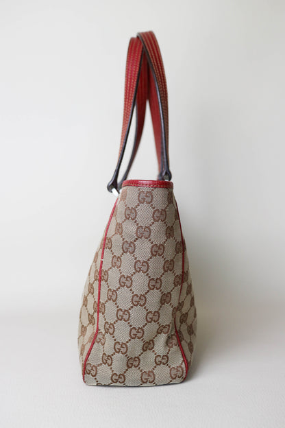 Gucci Vintage Canvas Tote Bag Red