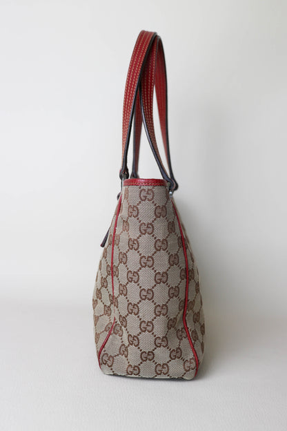 Gucci Vintage Canvas Tote Bag Red