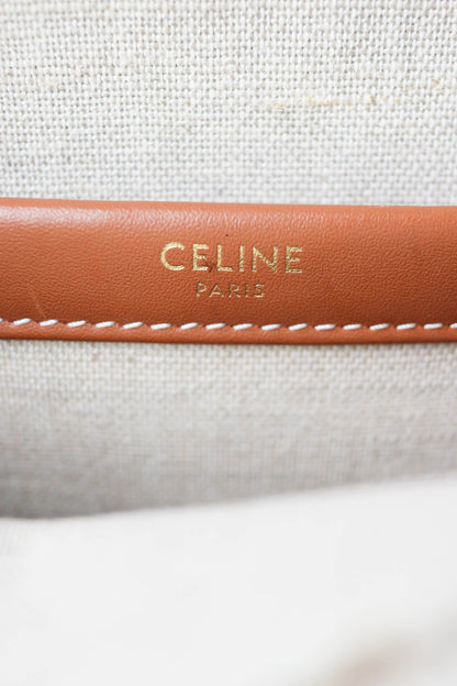 CELINE Logo Canvas Tote Bag Small Beige