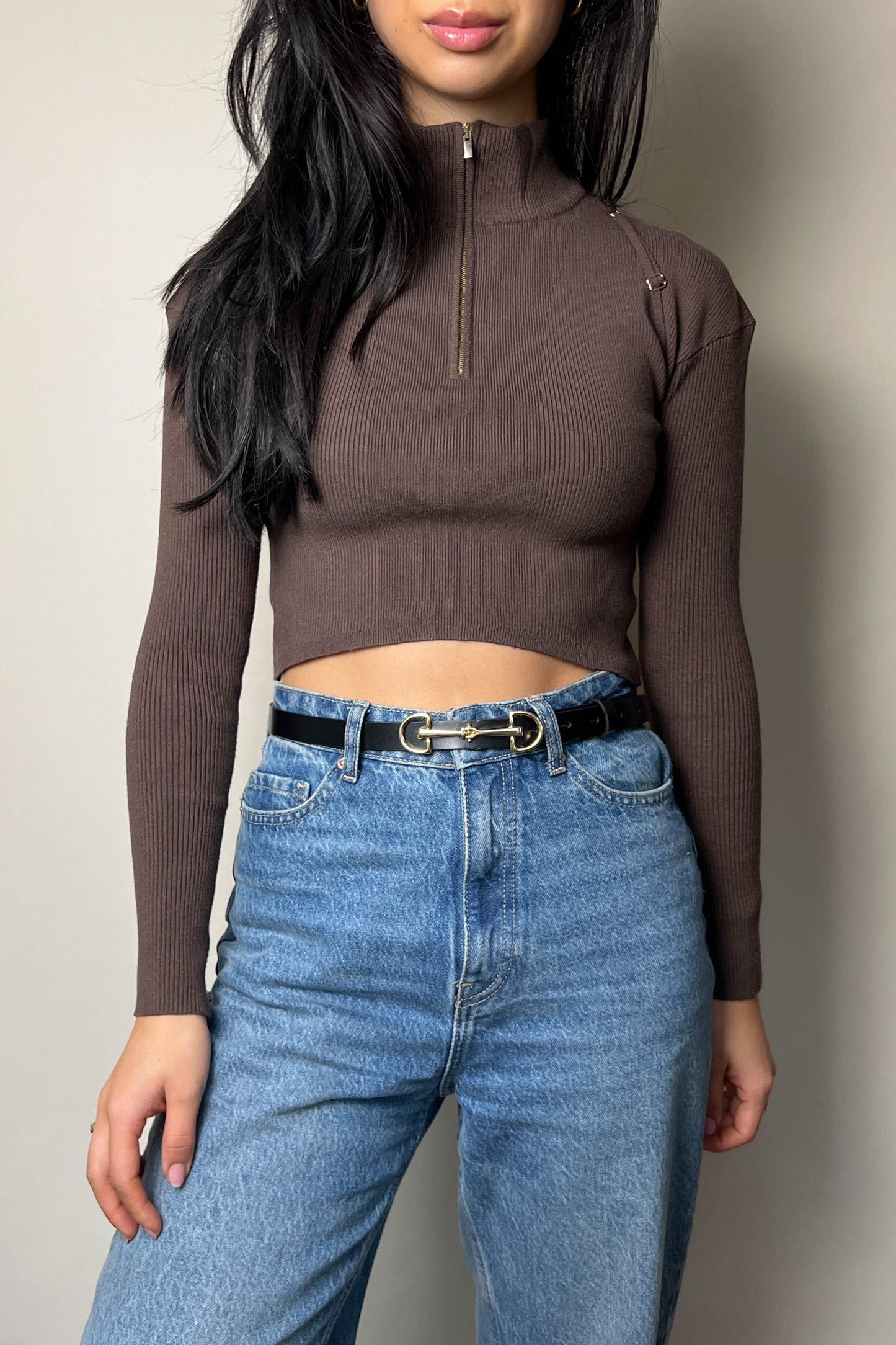 Jacquemus Knit Zip Top Brown