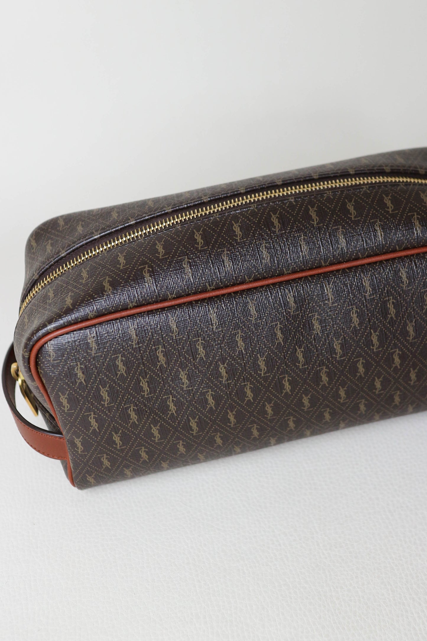Saint Laurent Monogram Toiletry Pouch Brown
