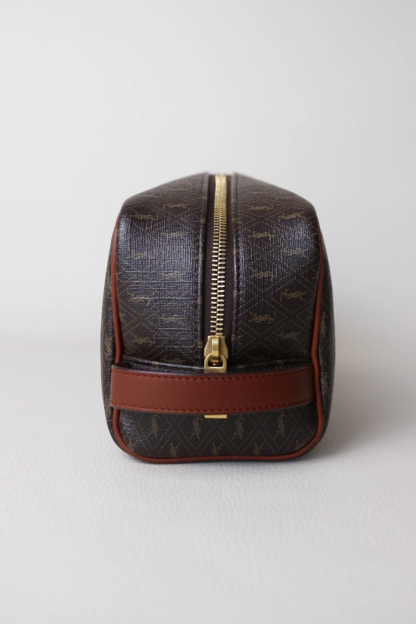 Saint Laurent Monogram Toiletry Pouch Brown
