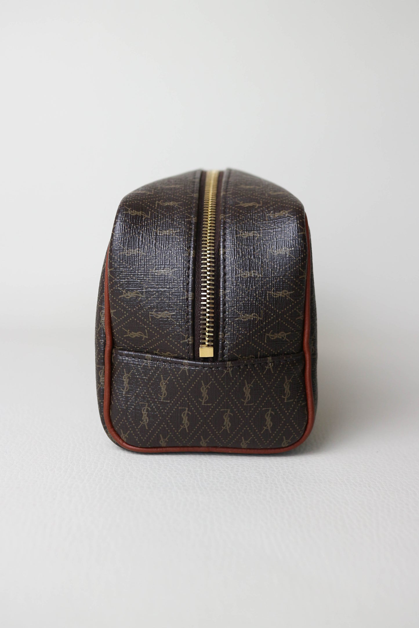 Saint Laurent Monogram Toiletry Pouch Brown