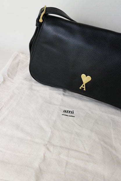 AMI Paris Paname Logo Shoulder Bag Black