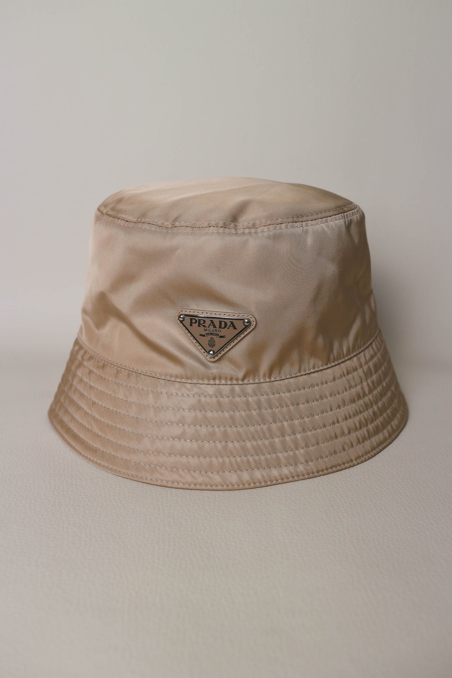 Prada Nylon Bucket Hat Beige