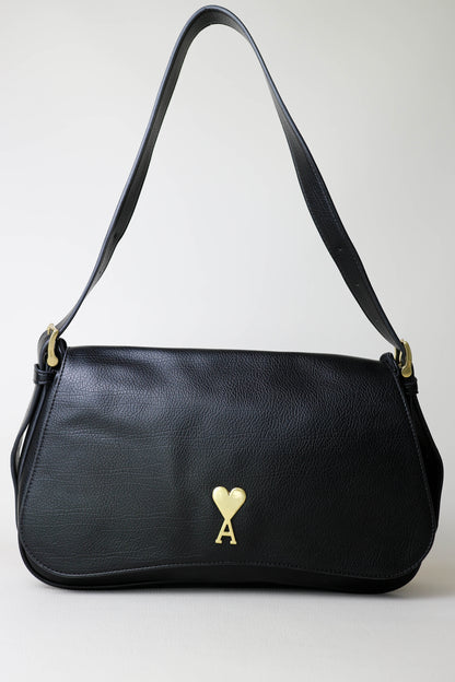 AMI Paris Paname Logo Shoulder Bag Black
