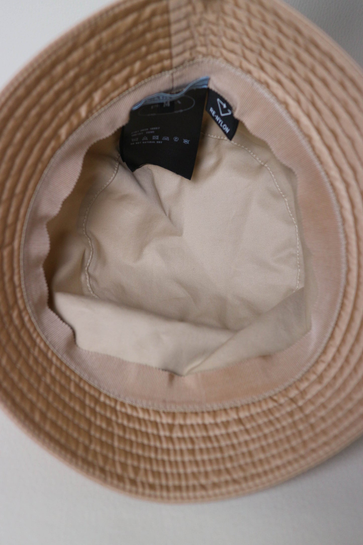 Prada Nylon Bucket Hat Beige