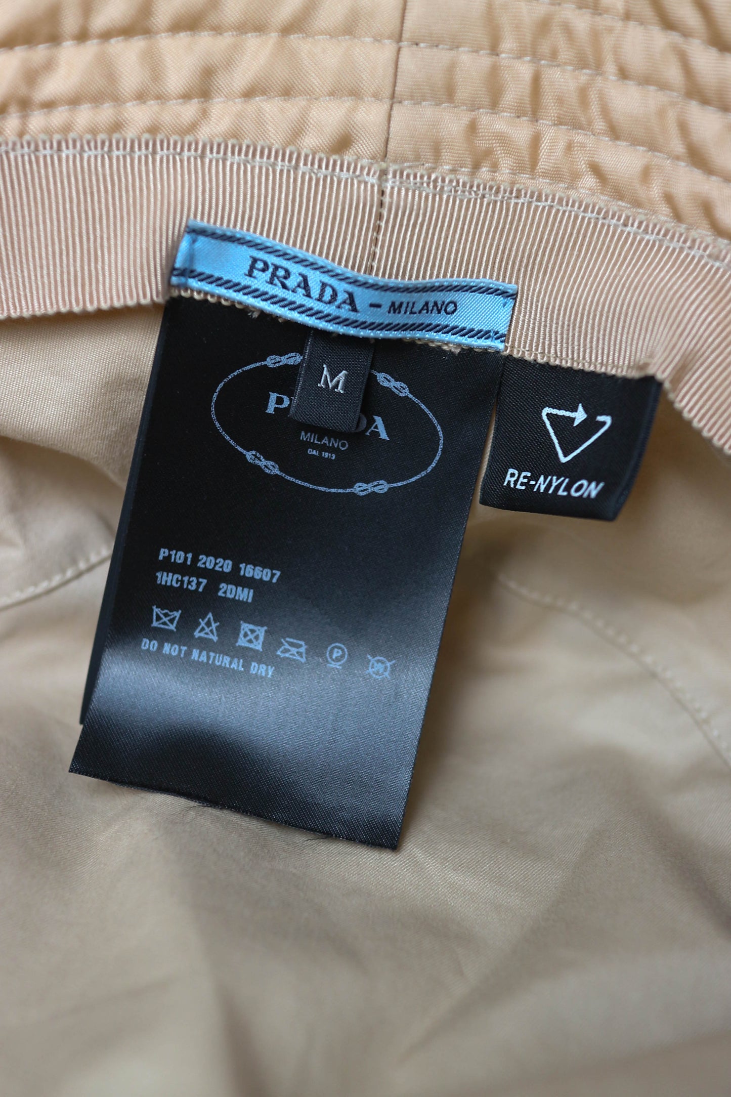 Prada Nylon Bucket Hat Beige