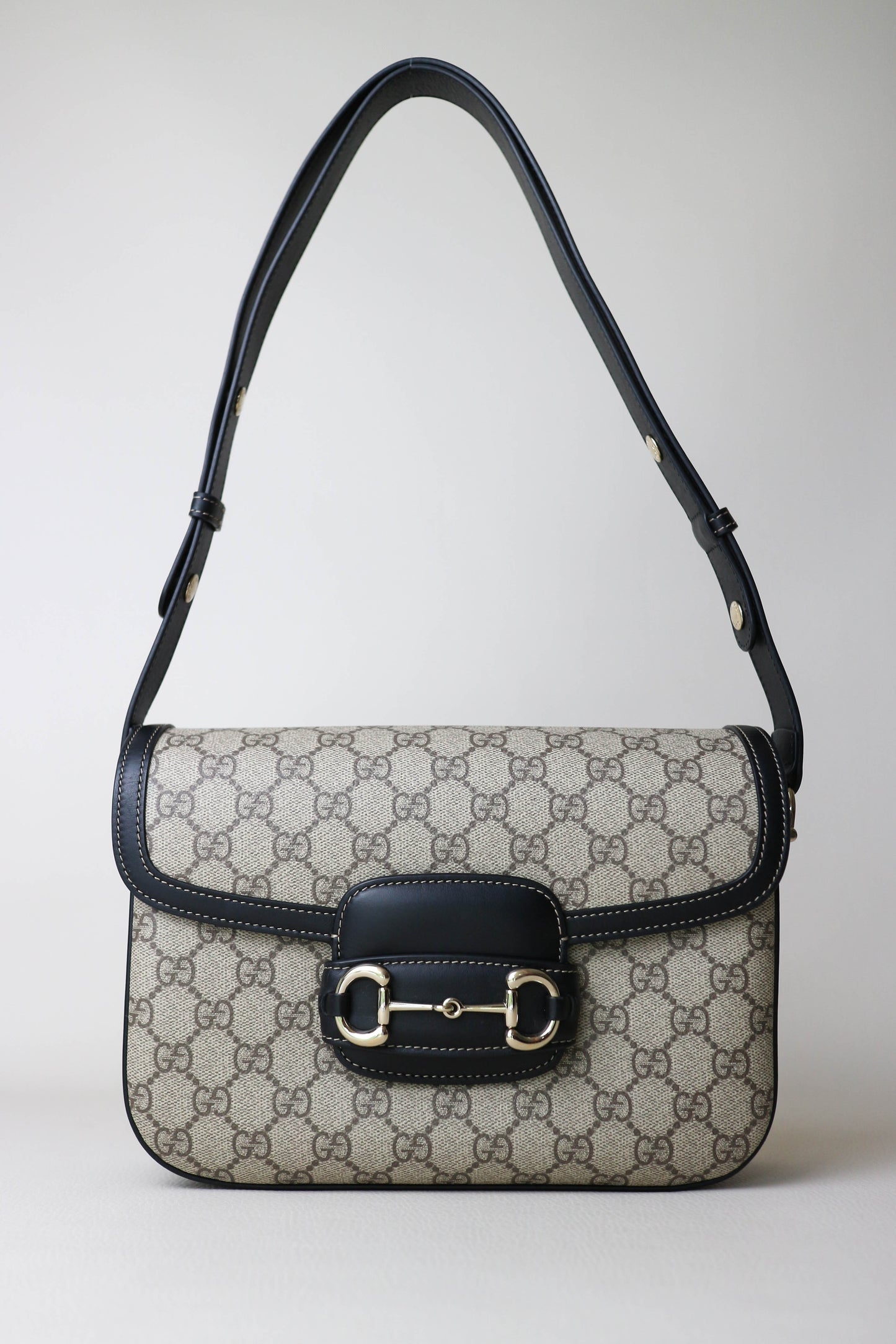 Gucci Horsebit 1955 Monogram Shoulder Bag Black/Beige