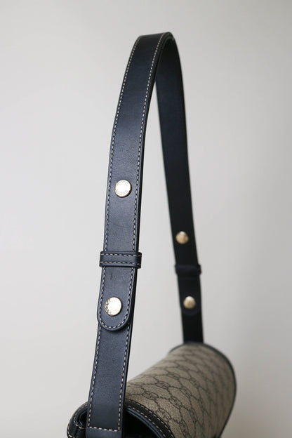 Gucci Horsebit 1955 Monogram Shoulder Bag Black/Beige