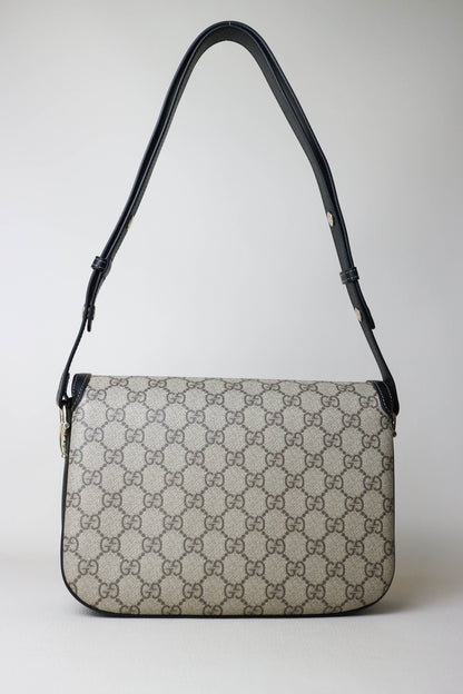 Gucci Horsebit 1955 Monogram Shoulder Bag Black/Beige