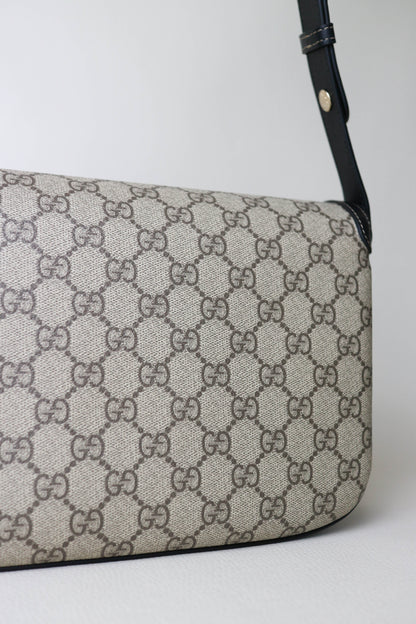 Gucci Horsebit 1955 Monogram Shoulder Bag Black/Beige
