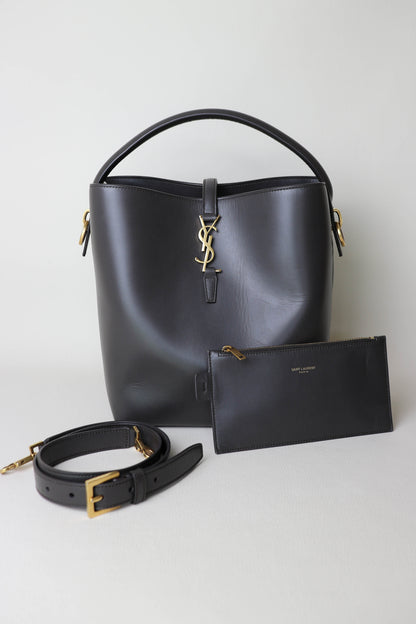 Saint Laurent Le 37 Logo Bucket Bag Grey