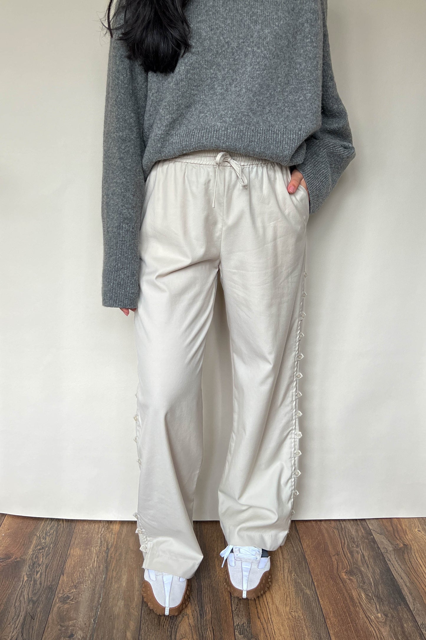 Loulou Studio Beige Button Wool Pants Beige