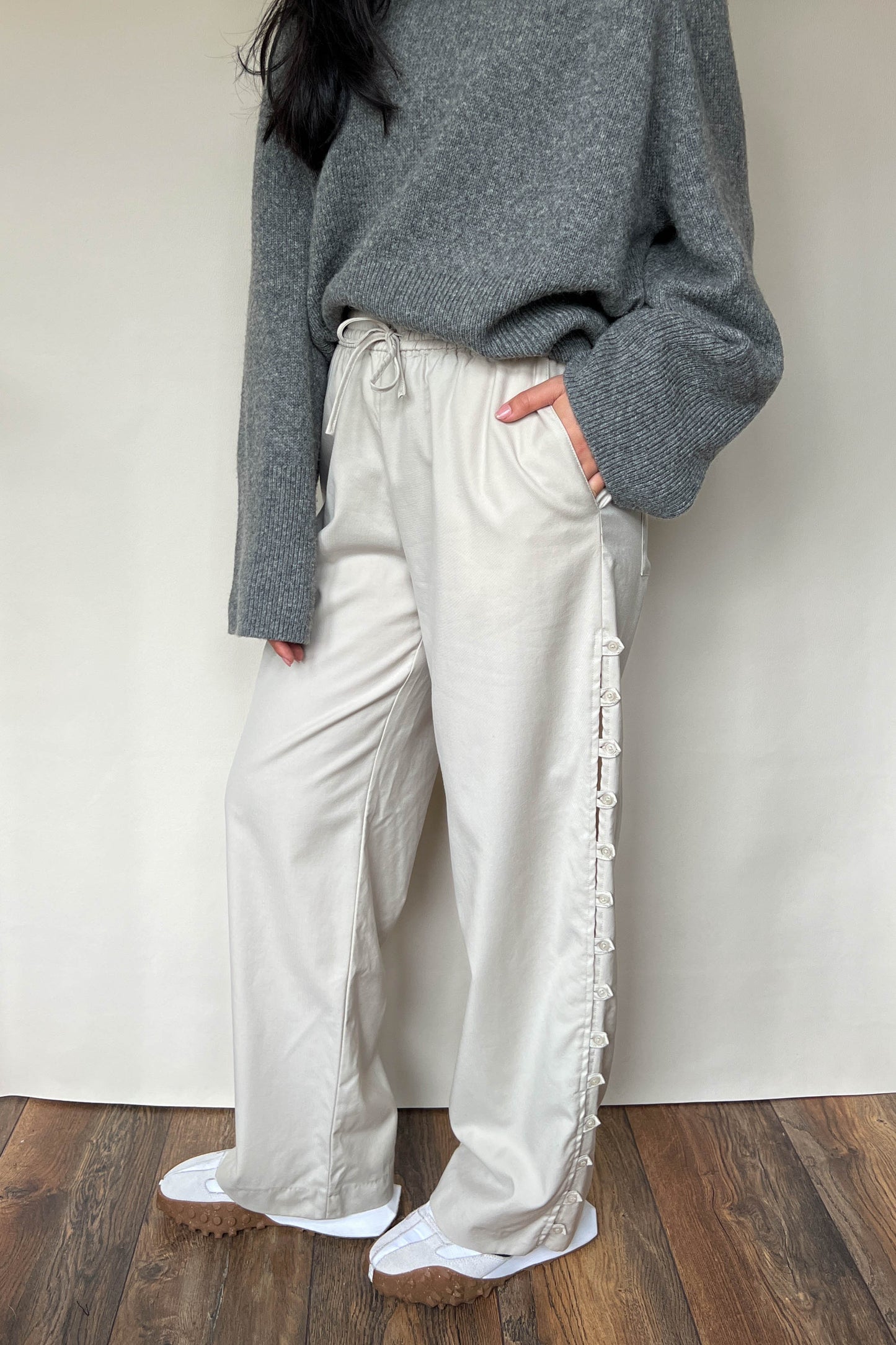 Loulou Studio Beige Button Wool Pants Beige