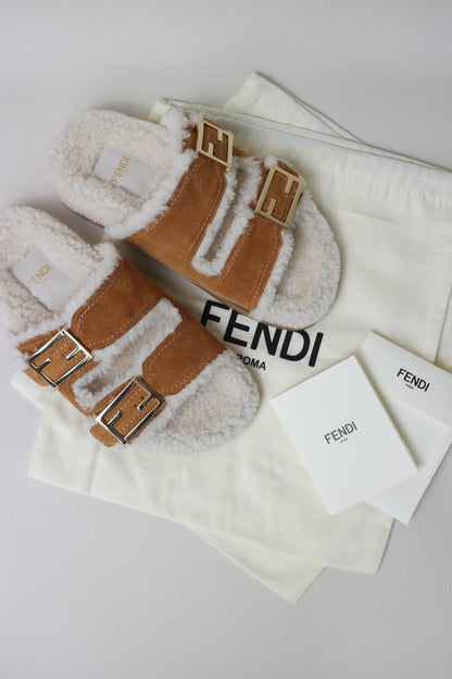 Fendi Shearling FF Sandals
