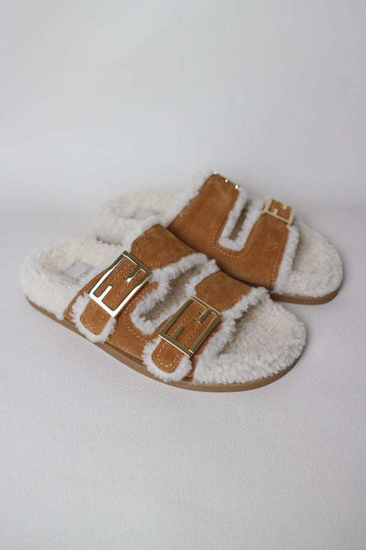 Fendi Shearling FF Sandals