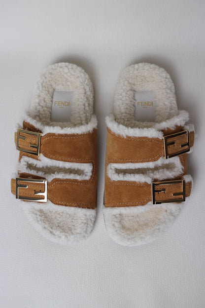 Fendi Shearling FF Sandals