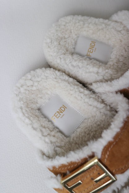 Fendi Shearling FF Sandals