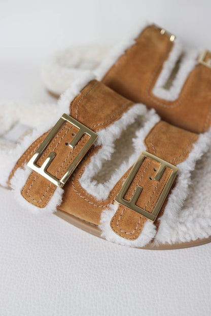 Fendi Shearling FF Sandals