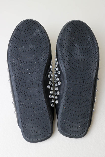 Alaïa Crystal Leather Mules Black