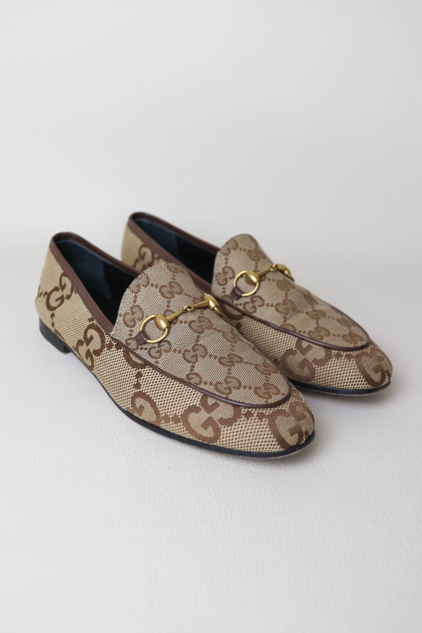 Gucci Jordaan Monogram Loafers Beige