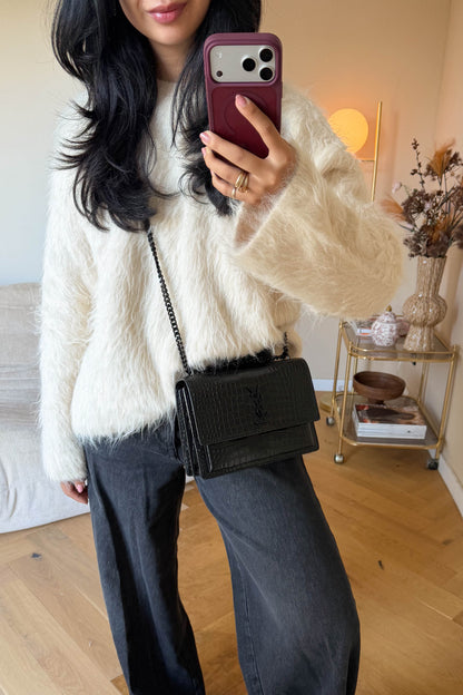 Saint Laurent Sunset Croco Shoulder Bag Medium