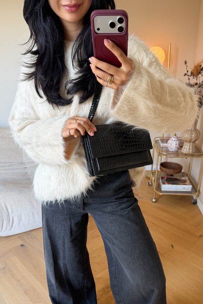 Saint Laurent Sunset Croco Shoulder Bag Medium