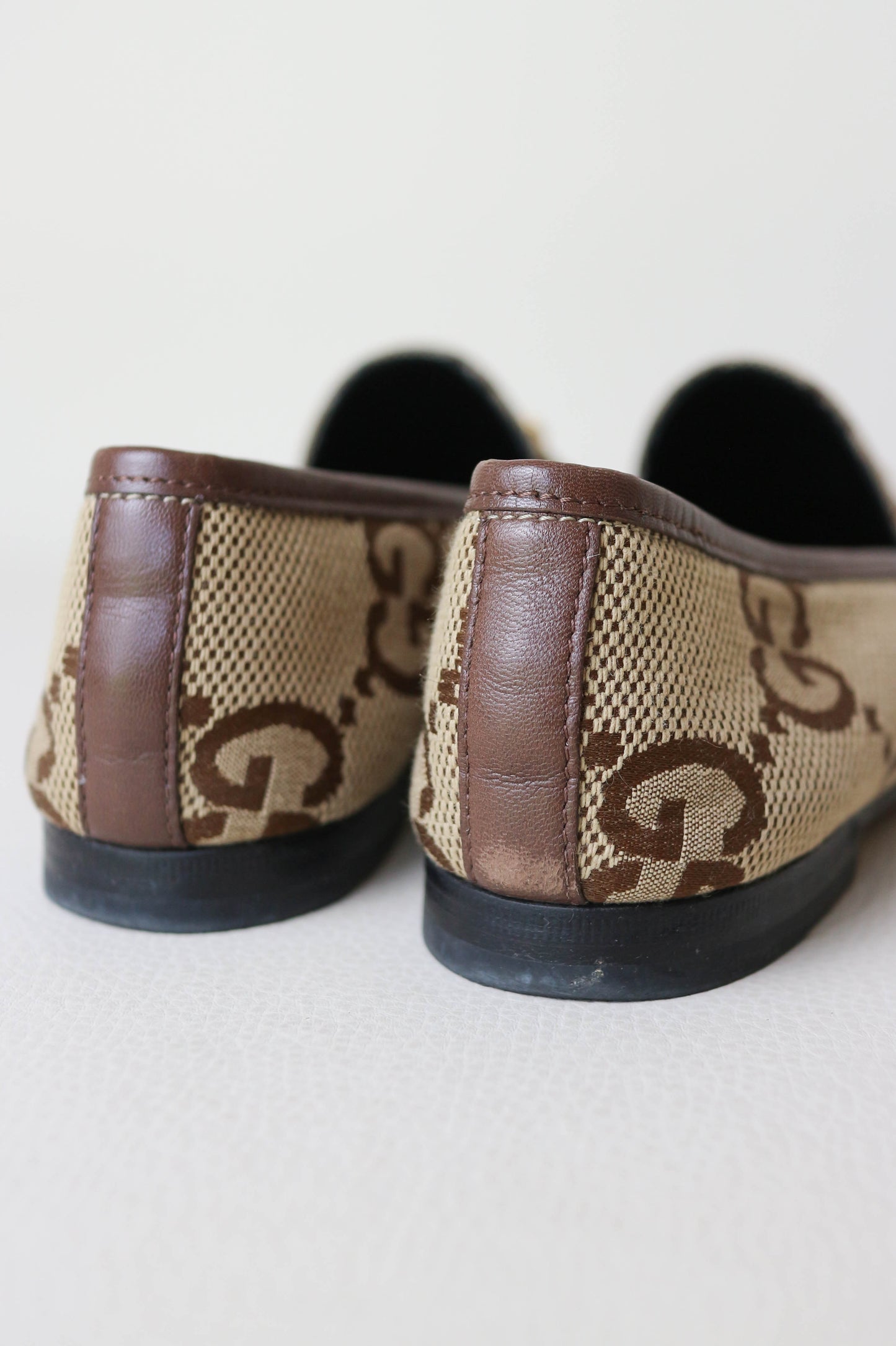 Gucci Jordaan Monogram Loafers Beige