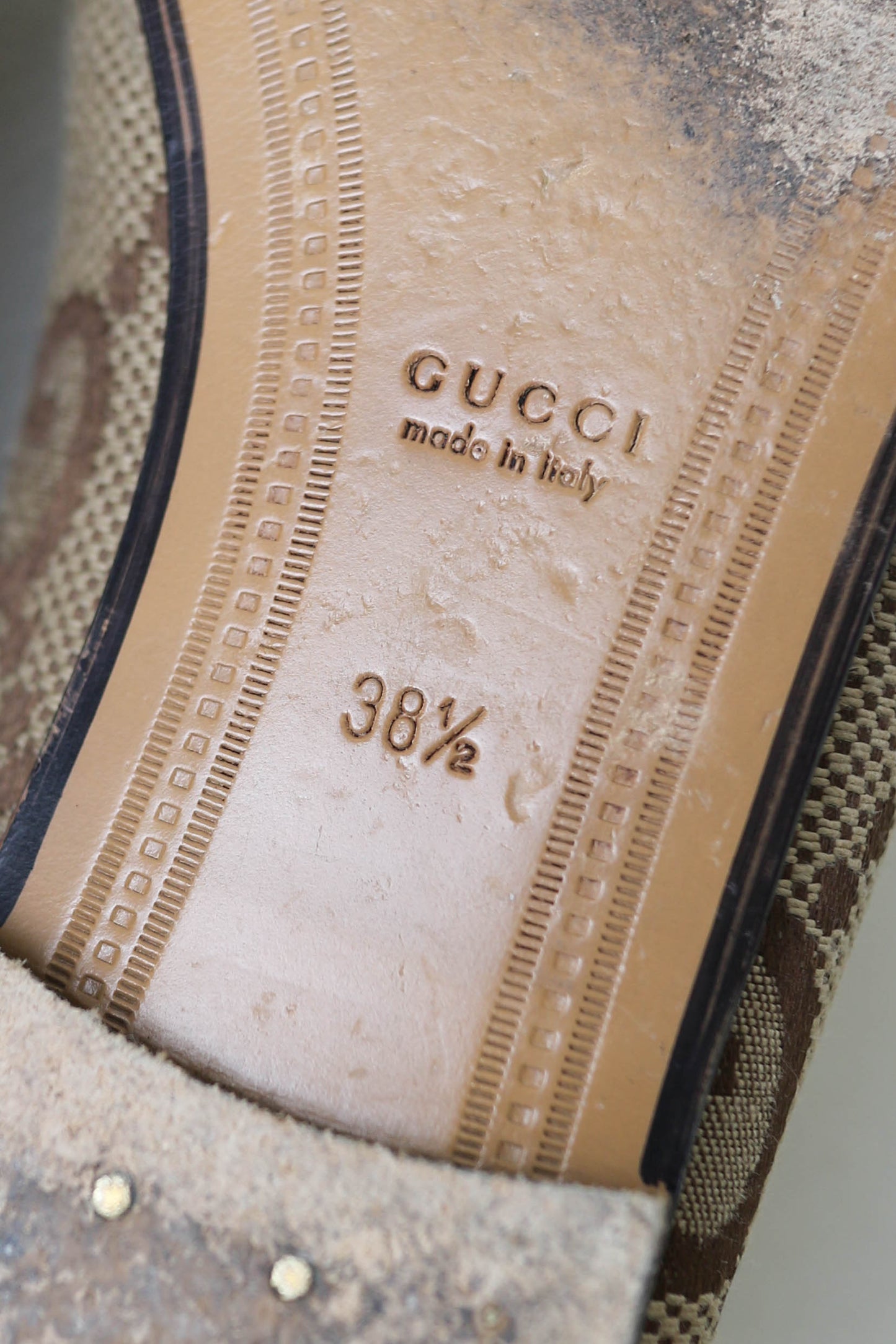 Gucci Jordaan Monogram Loafers Beige