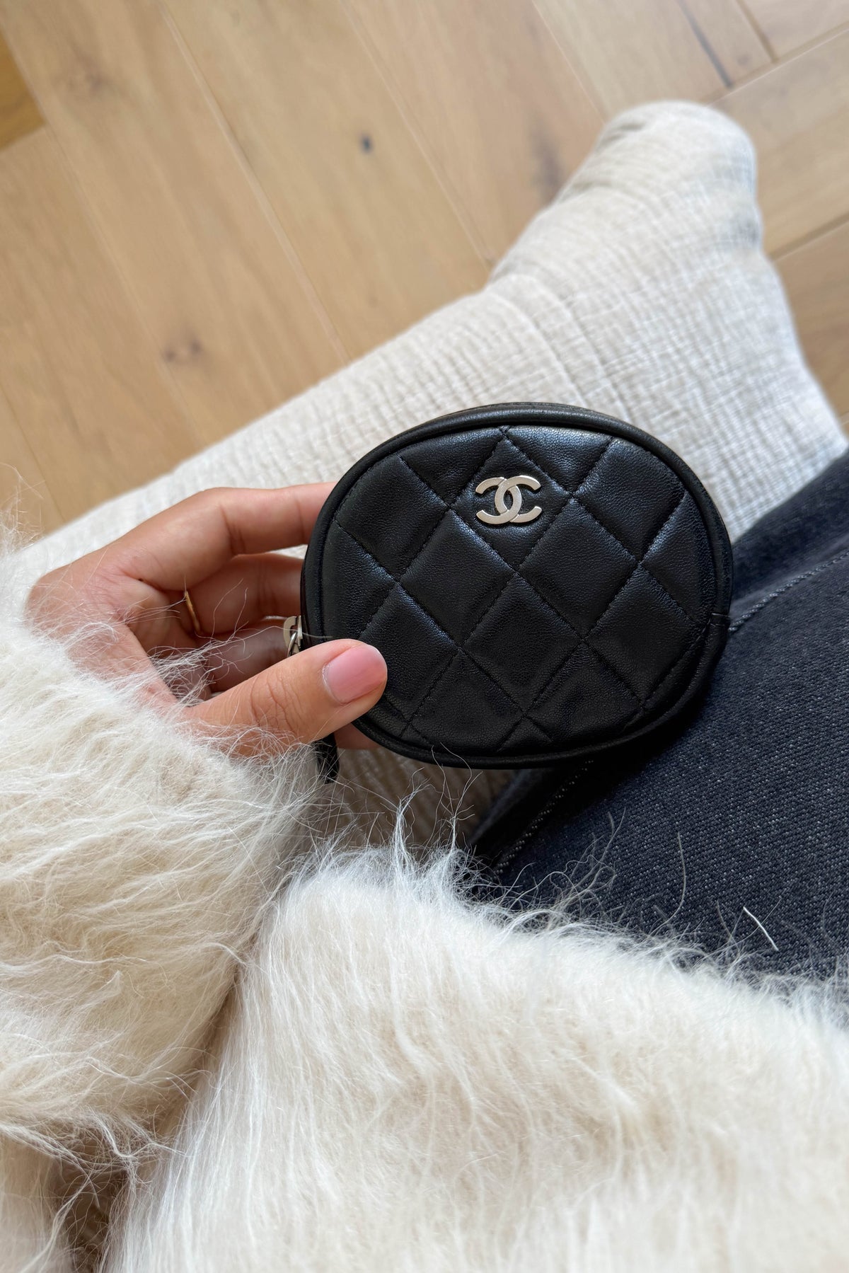 CHANEL Quilted Coin Purse Black