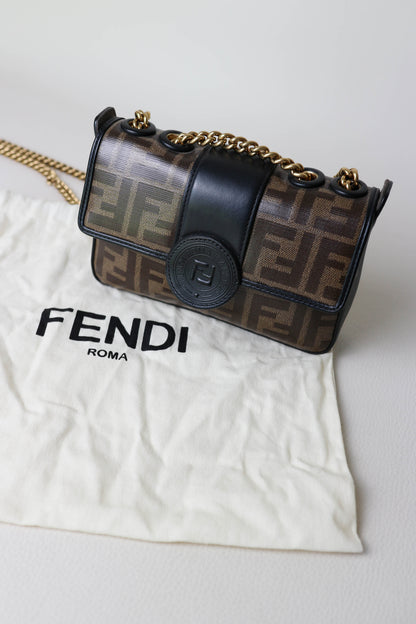 Fendi FF Zucca Mini Crossbody Bag Brown