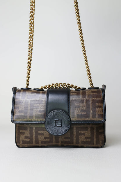 Fendi FF Zucca Mini Crossbody Bag Brown