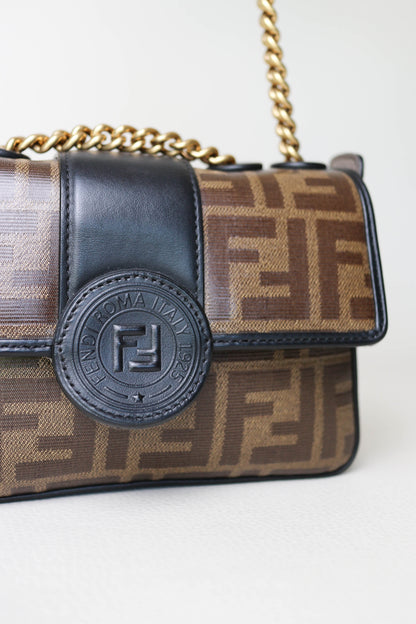 Fendi FF Zucca Mini Crossbody Bag Brown