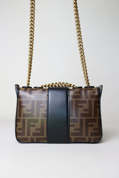 Fendi FF Zucca Mini Crossbody Bag Brown