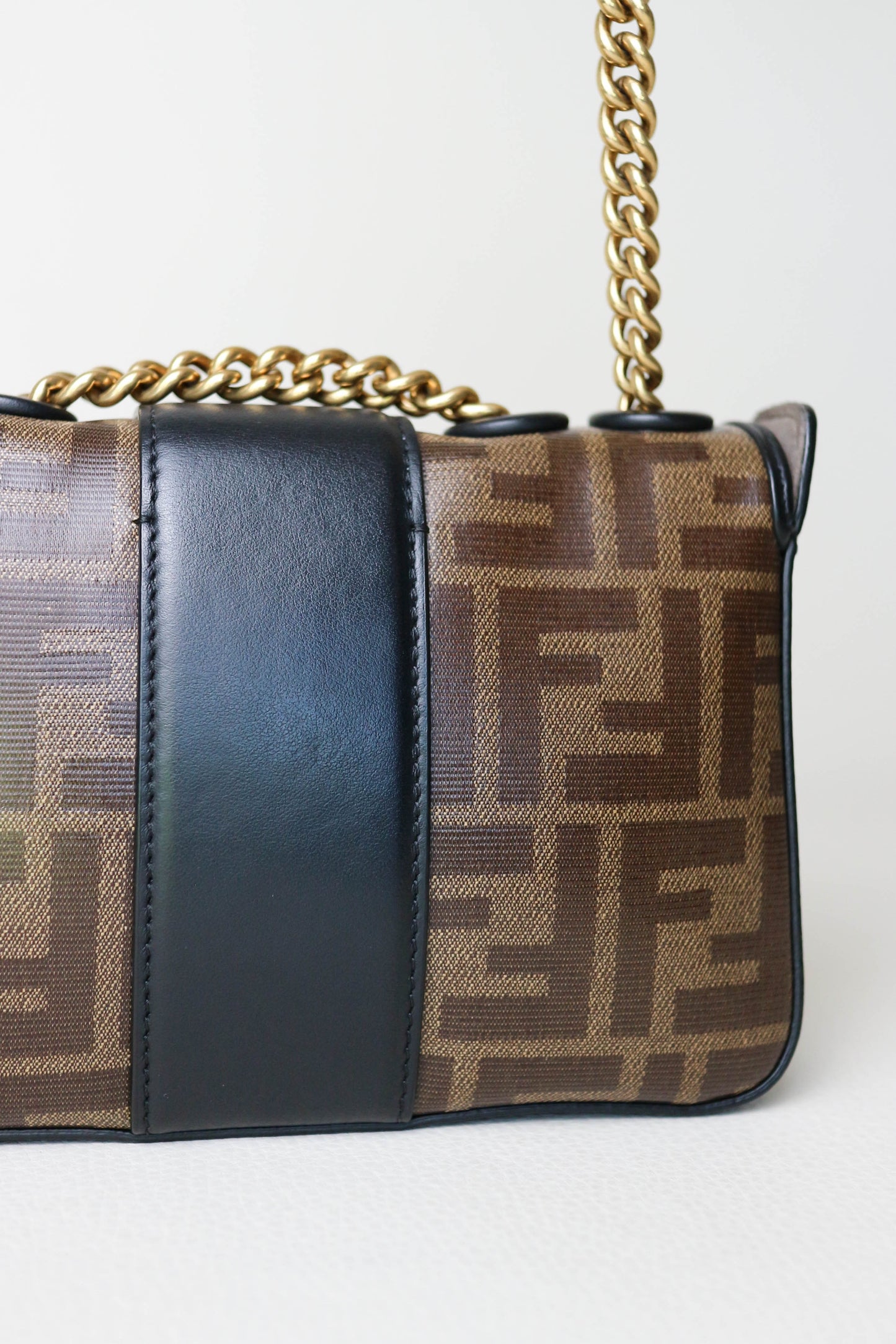 Fendi FF Zucca Mini Crossbody Bag Brown
