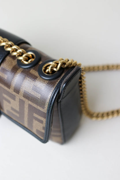 Fendi FF Zucca Mini Crossbody Bag Brown